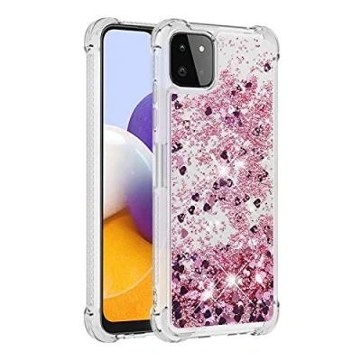 Abbildung von KBIKO zxl Kompatibel mit Samsung Galaxy A22 5G Glitzer Hülle,Mädchen Glitzern Handyhülle,Paillette Flüssigkeit Clear Silikon Schutzhülle für 5G.Rose Gold YBL