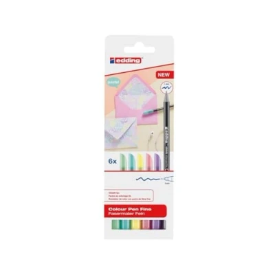 Abbildung von edding 1200 Fasermaler fein 2x grün, 1x gelb, rot, lila, grau Set mit 6 Pastellfarben Rundspitze 1 mm Filzstift zum Zeichnen und Schreiben Schule, Mandala
