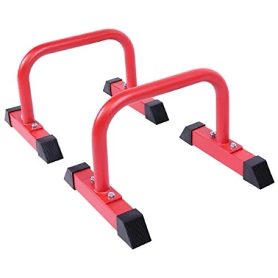 Abbildung von GORILLA SPORTS® Fitness Parallettes Low, 2er Set, 46 x 39 30cm, bis 200kg, rutschfest, Stahl Mini Barren, Dip Station, Handstand, Push Up Bars, Liegestützgriffe, Calisthenics