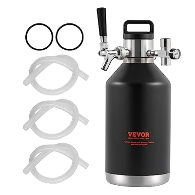 Abbildung von VEVOR Bierzapfanlage Mini Bierfass Bierbraugerät 4 L, Tragbares Druckfass Set Doppellagige Edelstahlschicht Growler System Einstellbarer Hahn 27 ℃, Fassbier Hausbrauerei Frisch und Kohlensäurehaltig