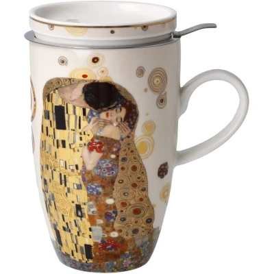 Abbildung von Goebel Tasse &quot;Klimt&quot;, Artis Orbis, Teetasse mit Deckel/Sieb, Metall, Gustav Klimt Der Kuss