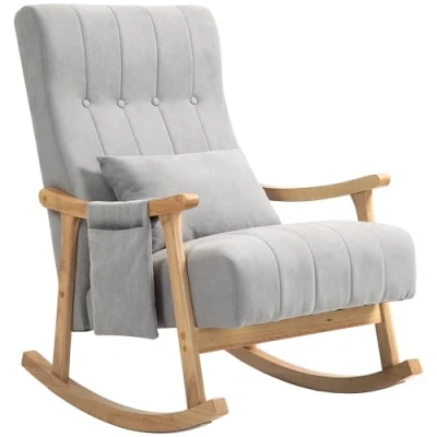 Abbildung von HOMCOM Schaukelstuhl (Relaxsessel, 1 St), für Wohnzimmer, Schlafzimmer, Grau