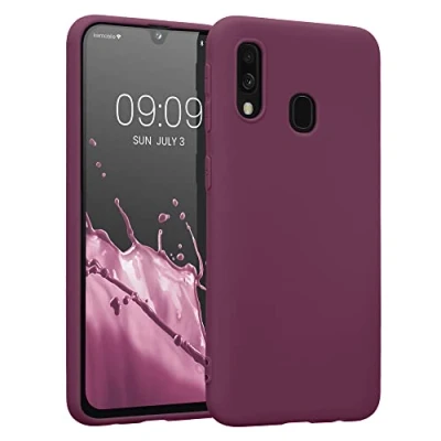 Abbildung von kwmobile Hülle kompatibel mit Samsung Galaxy A40 weiches TPU Silikon Case Cover geeignet für kabelloses Laden Bordeaux Violett
