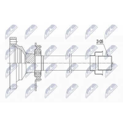 Abbildung von Steckwelle, Differential NTY NPW VW 004R1