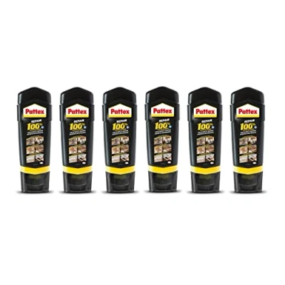 Abbildung von Pattex Repair 100% Alleskleber, starker Kleber für den Innen und Außenbereich, Klebstoff zur Reparatur verschiedene Materialien, 6x100g, Transparent, 6 Stück