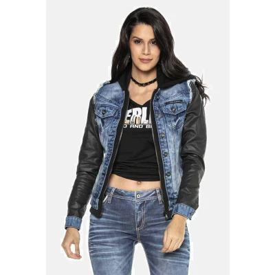 Abbildung von Cipo &amp; Baxx Jeansjacke &quot;Jacke&quot;, Mit Kapuze, durchgehendem Reißverschluss, WJ184