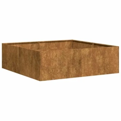Abbildung von vidaXL Pflanzkübel Rostig 100x100x30 cm Wetterfester Stahl, Pflanztopf, Pflanzenständer, Hochbeet, Pflanzgefäßständer, Pflanzentablett, Gartenpflanzer