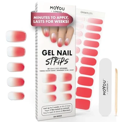 Abbildung von MOYOU LONDON Halbgehärtete UV Gel Strips 20 Stück Nagelfolien Härtend für Maniküre in Salonqualität Sea Breeze