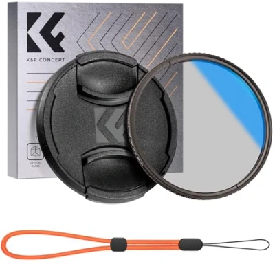 Abbildung von K&amp;F Concept Zirkularer Polfilter 55mm Polarisationsfilter CPL Filter Cirkular mit Objektivdeckel, Objektivdeckel Halteband für Foto Kameraobjektive,Klear Serie