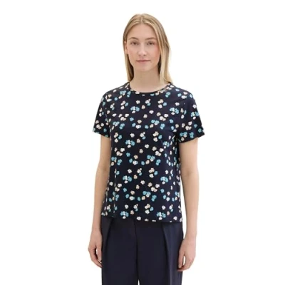Abbildung von TOM Tailor Tshirt print, Damen, Größe: XXL, Navy offwhite flower design