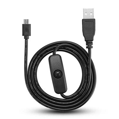 Abbildung von Richer R USB Kabel mit Schalter, Micro A/M Netzteil Power Ladekabel,verwendbar 103,5 cm Strom EIN/Aus Schalter für 3/2 / B/B + A Schwarz