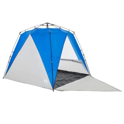 Abbildung von vidaXL Strandzelt 4 Personen, Strandmuschel mit Quick Release System, Sonnenschutz Tragbar Faltbar, Zelt Wurfzelt Windschutz, Azurblau 190T Polyester