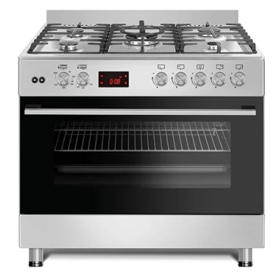 Abbildung von Gasline GAG90PINEX UMLUFT Gas Herd/ 90x60 cm/Backofen Oberhitze Elektrisch/OBER UNTER Hitze Gleichzeitig/Edelstahl/Energieeffizienzklasse A / 107 Liter/LPG 50mBar