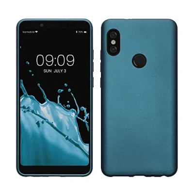 Abbildung von kwmobile Case kompatibel mit Xiaomi Redmi Note 5 (Global Version) / Pro Hülle Schutzhülle aus Silikon metallisch schimmernd Handyhülle Metallic Karibikblau