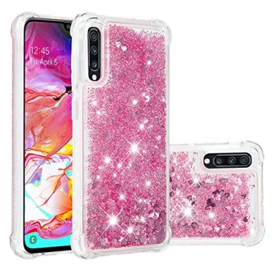 Abbildung von KBIKO zxl Kompatibel mit Samsung Galaxy A70 Glitzer Hülle, Mädchen Glitzern Handyhülle, Leicht Flüssigkeit Clear Back Cover rutschfest Silikon Schutzhülle für A70S.Rose Gold YBL