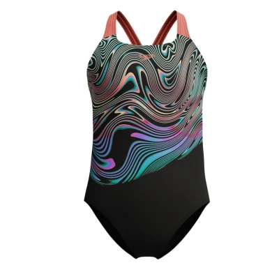 Abbildung von Speedo Digital Placement Power BACK Badeanzug für Kinder, Größe: 152, Neon coral