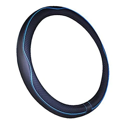 Abbildung von Mayco Bell Bootslenkradabdeckung Mikrofaser Leder 33 34cm Boot Lenkradbezug (Schwarz Blau)