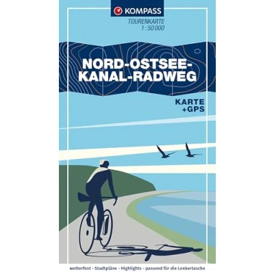 Abbildung von KOMPASS Fahrrad Tourenkarte Nord Ostsee Kanal Radweg 1:50.000: Von Brunsbüttel bis Kiel. GPX Datei zum Download, Leporello Karte, reiß und wetterfest