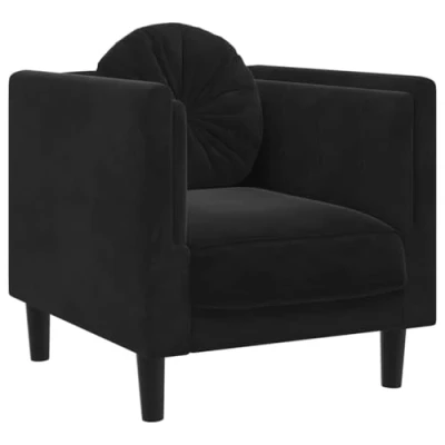 Abbildung von vidaXL Sessel, Polstersessel mit Kissen, Relaxsessel Sofa für Wohnzimmer, Loungesessel Fernsehsessel Polstersofa, Modern, Schwarz Samt