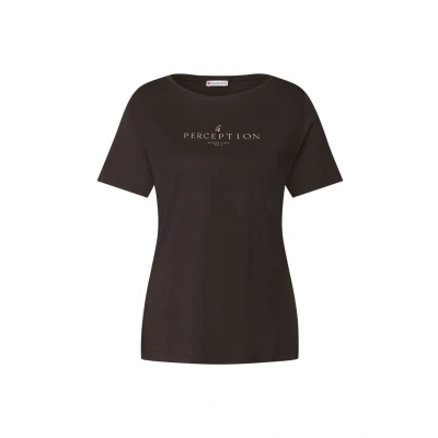 Abbildung von Street One Damen 3227595 Shirt mit Wording Artwork, deep Roast Brown, 46