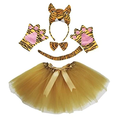 Abbildung von Petitebelle 3D Stirnband Bowtie Schwanz Handschuhe Rock Unisex Adult 5pc Kostüm Einheitsgröße Tiger