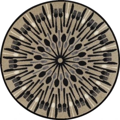 Abbildung von Salonloewe Fußmatte R85 cm Table Mandala beige Fußabtreter, innen, außen, Schmutzfangmatte, Sauberlauf Teppich
