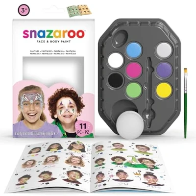 Abbildung von Snazaroo Schminkset für Mädchen,Schminkpalette mit Pinsel, Schwämmchen und Anleitung (engl.), 8 Farben