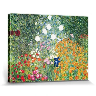 Abbildung von 1art1 Gustav Klimt Poster Blumengarten, 1906 08 Bilder Leinwand Bild Auf Keilrahmen XXL Wandbild Kunstdruck Als Leinwandbild 80x60 cm