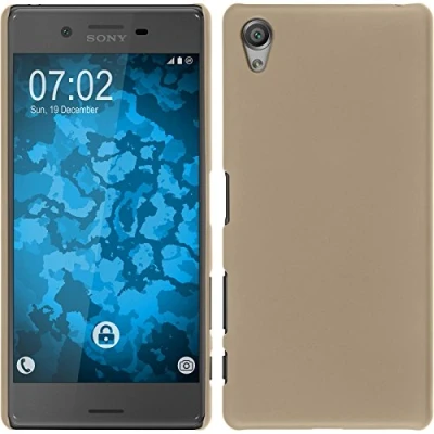 Abbildung von PhoneNatic case kompatibel mit Sony Xperia X Hülle Gold gummiert Hard + 2 Schutzfolien