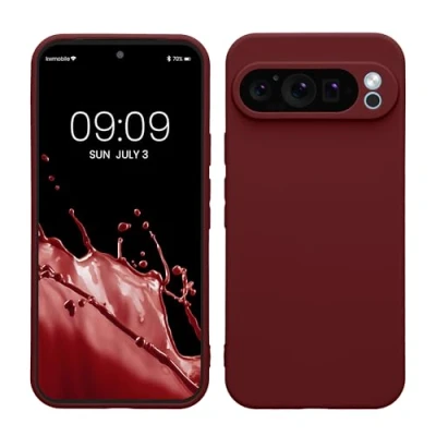 Abbildung von kwmobile Handyhülle kompatibel mit Google Pixel 9 Pro XL Hülle Handy Case aus weichem Silikon in Bordeaux Violett