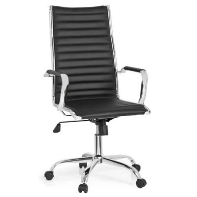 Abbildung von hjh OFFICE 660940 Profi Chefsessel VEMONA 20 Kunstleder Schwarz/Chrom moderner Bürostuhl mit hoher Rückenlehne