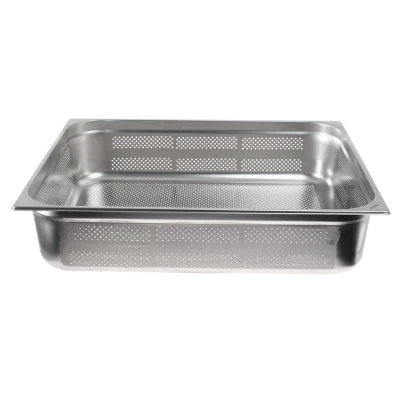 Abbildung von GN Behälter 2/1 gelocht 150 mm Höhe Edelstahl 650 x 530 Gastronomie Gastronorm kaufen
