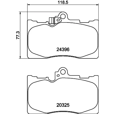 Abbildung von HELLA 8DB 355 012 121 Bremsbelagsatz mit akustischer Verschleißwarnung Zubehör LEXUS: GS III, IV, IS 3, TOYOTA: Crown Limousine