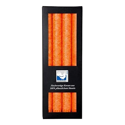 Abbildung von Kerzenfarm Hahn Spitzkerze 4 Stabkerzen Ø 2,2cm 25cm orange (4 tlg)