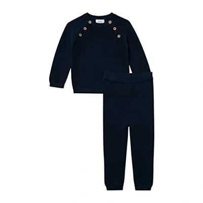 Abbildung von Stellou Zweiteiler für Babys und Kleinkinder, Navy, aus Baumwolle, Set Strickpullover passender langer Hose (Navy, 68)