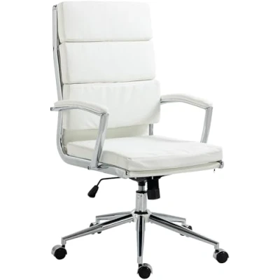 Abbildung von CLP Bürostuhl Cleveland I Ergonomischer Schreibtischstuhl Höhenverstellbar mit Wippfunktion Chefsessel Armlehnen, Farbe:weiß, Material:Kunstleder