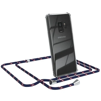 Abbildung von EAZY CASE Handykette kompatibel mit Samsung Galaxy S9 Handyhülle Umhängeband, Handykordel Schutzhülle, Silikonhülle, Hülle Band, Stylische Kette für Smartphone, Navy Camouflage