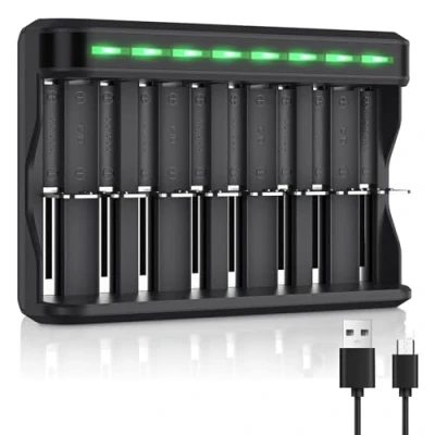 Abbildung von Akku Ladegerät Universal, BONAI Batterieladegerät LED USB Intelligent Battery Charger Schnell Smart Akkuladegerät für AA AAA C D NI MH/NI CD Wiederaufladbare Batterien