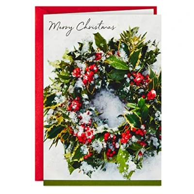 Abbildung von Hallmark Weihnachtskarten, verschneiter Kranz, 40 Karten und Umschläge