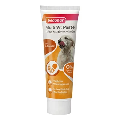 Abbildung von beaphar Multi VIT Paste Für Hunde Mit Biotin, L Carnitin Strapazierfähige Haut Und Schönes Fell 0% Zucker Zusatz Täglicher Vitamingenuss Unterstützt Das Wohlbefinden 100 g