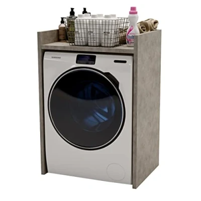 Abbildung von MRBLS Waschmaschinenschrank Überbauschrank für Waschmaschine Trockner Wäschetrockner Badschrank Badezimmermöbel Waschküche Waschmaschinenregal Waschmaschinenüberbau viele Farben 66x97x62cm (Beton)