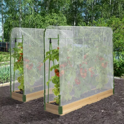 Abbildung von IDMarket Duo Gewächshaus für Tomaten, modular, speziell Wachstum, Komplettset Plane + Halterung