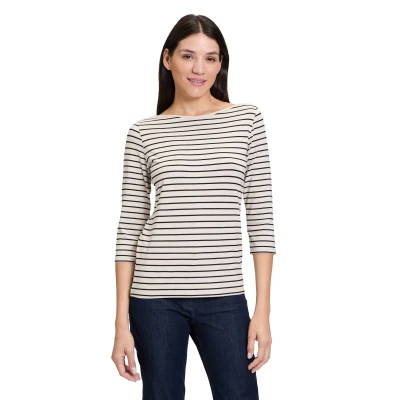Abbildung von Betty Barclay Ringel MIT Ubootausschnitt Langarmshirt, Damen, Größe: 36, Beige schwarz