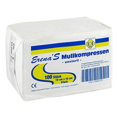 Abbildung von Erena Unsteril Mullkompressen 10x10 cm 8fach 100 St