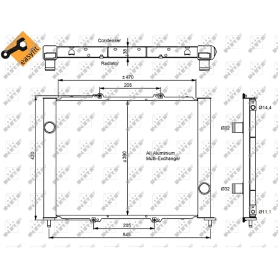 Abbildung von NRF EASY FIT 35887 Klimakondensator mit Dichtring 14,4 11,1 Aluminium 470 RENAULT: CLIO 2