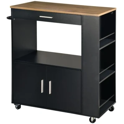 Abbildung von Kesper Küchenwagen, Material: FSC zertifizierte Faserplatte, Maße: B: 75 x H: 88 T:40cm, Farbe: naur/schwarz 25892 13