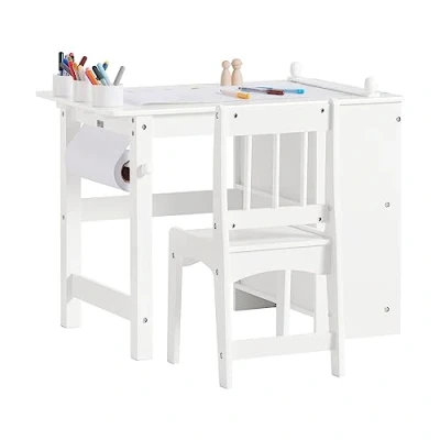 Abbildung von SoBuy KMB60 W Kindertisch mit 1 Stuhl Kindersitzgruppe innen Kinder Tisch Set Maltisch für Weiß