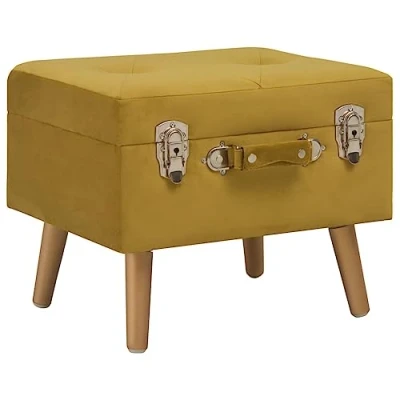 Abbildung von vidaXL Hocker mit Stauraum Sitztruhe Polsterhocker Sitzhocker Sitzbank Aufbewahrungsbox Truhe Truhenbank Ottomane Fußhocker Schemel 40cm Senfgelb Samt