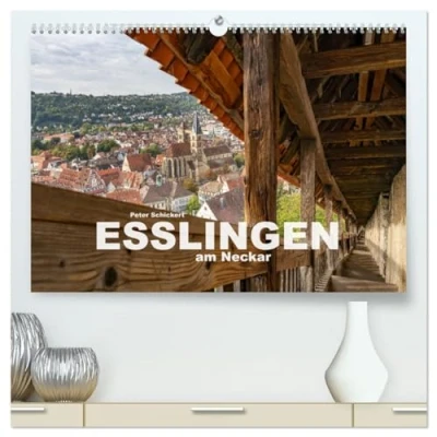 Abbildung von Esslingen am Neckar (hochwertiger Premium Wandkalender 2025 DIN A2 quer), Kunstdruck in Hochglanz