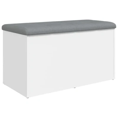 Abbildung von vidaXL Sitzbank, Bank mit Stauraum, Gepolstert Sitzhocker Schuhbank, Truhenbank Polsterbank Aufbewahrungsbox für Wohnzimmer Flur, Weiß Holzwerkstoff